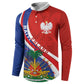 Personalized Haiti and Poland Cultural Fusion Button Sweatshirt White Eagle and Haitian Independence Symbols