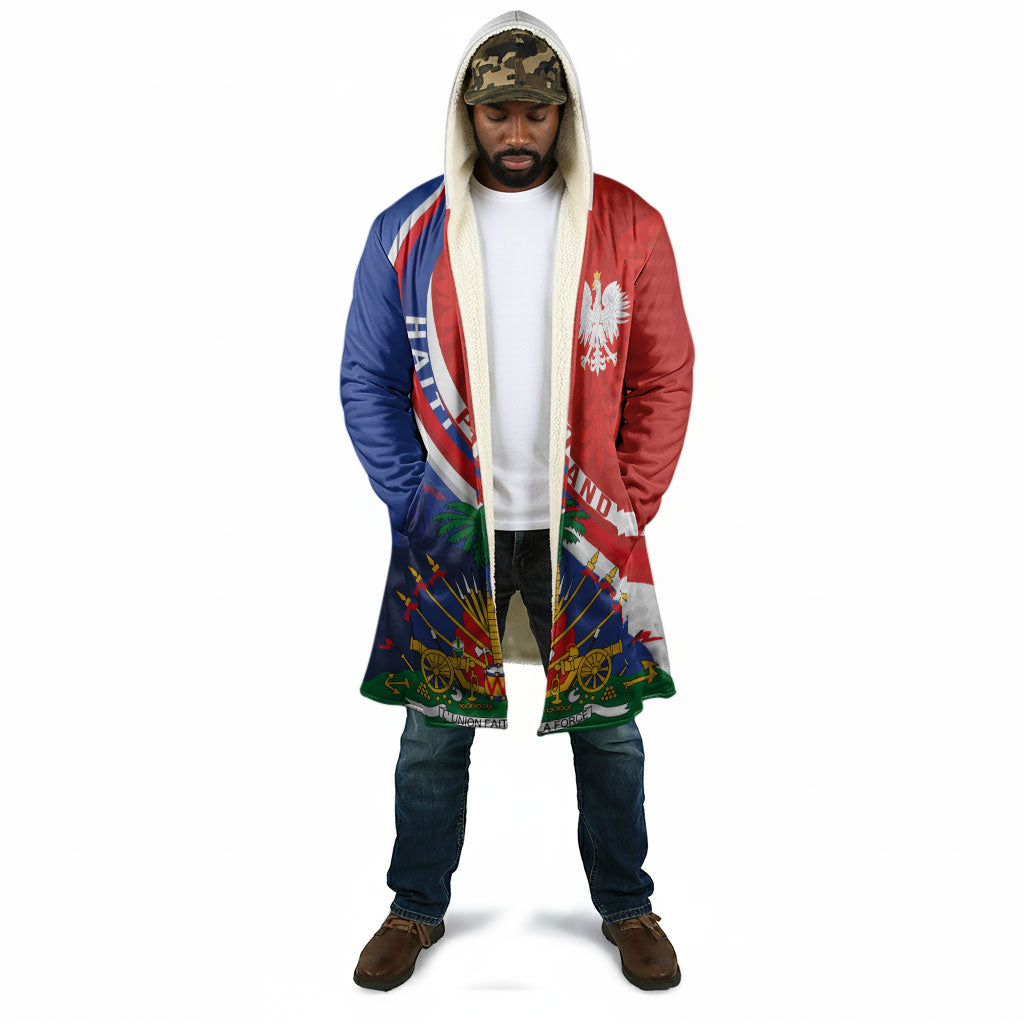 Personalized Haiti and Poland Cultural Fusion Cloak White Eagle and Haitian Independence Symbols