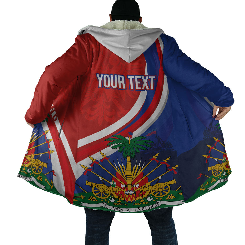 Personalized Haiti and Poland Cultural Fusion Cloak White Eagle and Haitian Independence Symbols