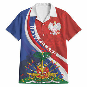 Personalized Haiti and Poland Cultural Fusion Hawaiian Shirt White Eagle and Haitian Independence Symbols