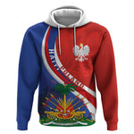 Personalized Haiti and Poland Cultural Fusion Hoodie White Eagle and Haitian Independence Symbols