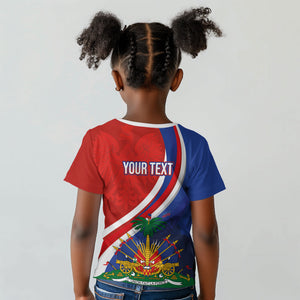 Personalized Haiti and Poland Cultural Fusion Kid T shirt White Eagle and Haitian Independence Symbols