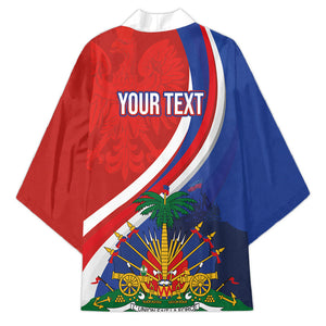 Personalized Haiti and Poland Cultural Fusion Kimono White Eagle and Haitian Independence Symbols