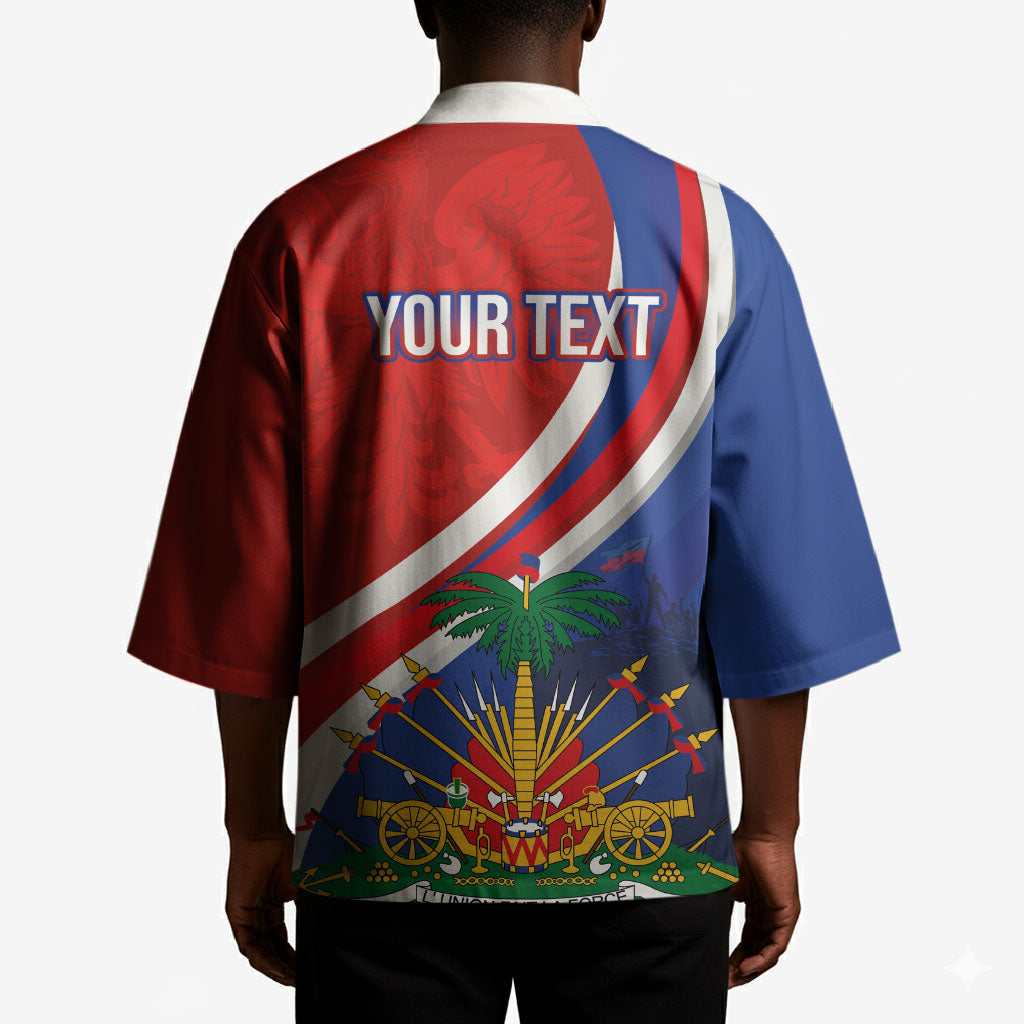 Personalized Haiti and Poland Cultural Fusion Kimono White Eagle and Haitian Independence Symbols