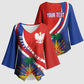Personalized Haiti and Poland Cultural Fusion Kimono Sleeve Blouse White Eagle and Haitian Independence Symbols