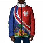 Personalized Haiti and Poland Cultural Fusion Padded Jacket White Eagle and Haitian Independence Symbols