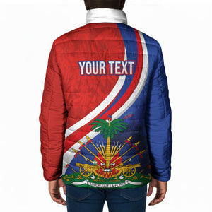 Personalized Haiti and Poland Cultural Fusion Padded Jacket White Eagle and Haitian Independence Symbols