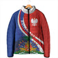Personalized Haiti and Poland Cultural Fusion Padded Jacket White Eagle and Haitian Independence Symbols