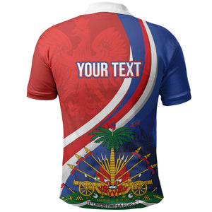 Personalized Haiti and Poland Cultural Fusion Polo Shirt White Eagle and Haitian Independence Symbols