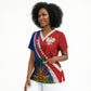 Personalized Haiti and Poland Cultural Fusion Scrub Top White Eagle and Haitian Independence Symbols