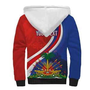 Personalized Haiti and Poland Cultural Fusion Sherpa Hoodie White Eagle and Haitian Independence Symbols