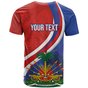 Personalized Haiti and Poland Cultural Fusion T shirt White Eagle and Haitian Independence Symbols