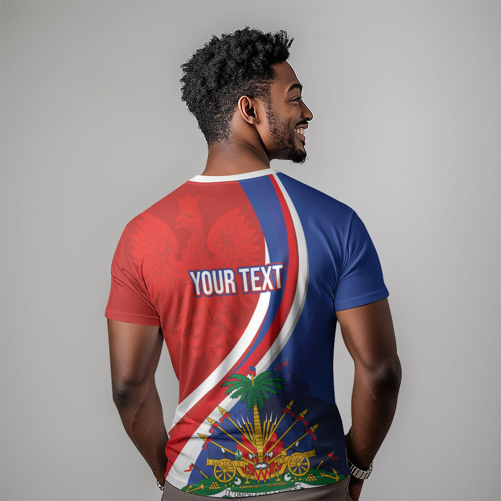 Personalized Haiti and Poland Cultural Fusion T shirt White Eagle and Haitian Independence Symbols