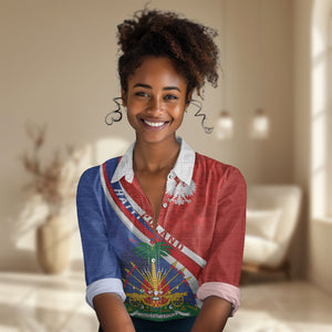 Personalized Haiti and Poland Cultural Fusion Women Casual Shirt White Eagle and Haitian Independence Symbols