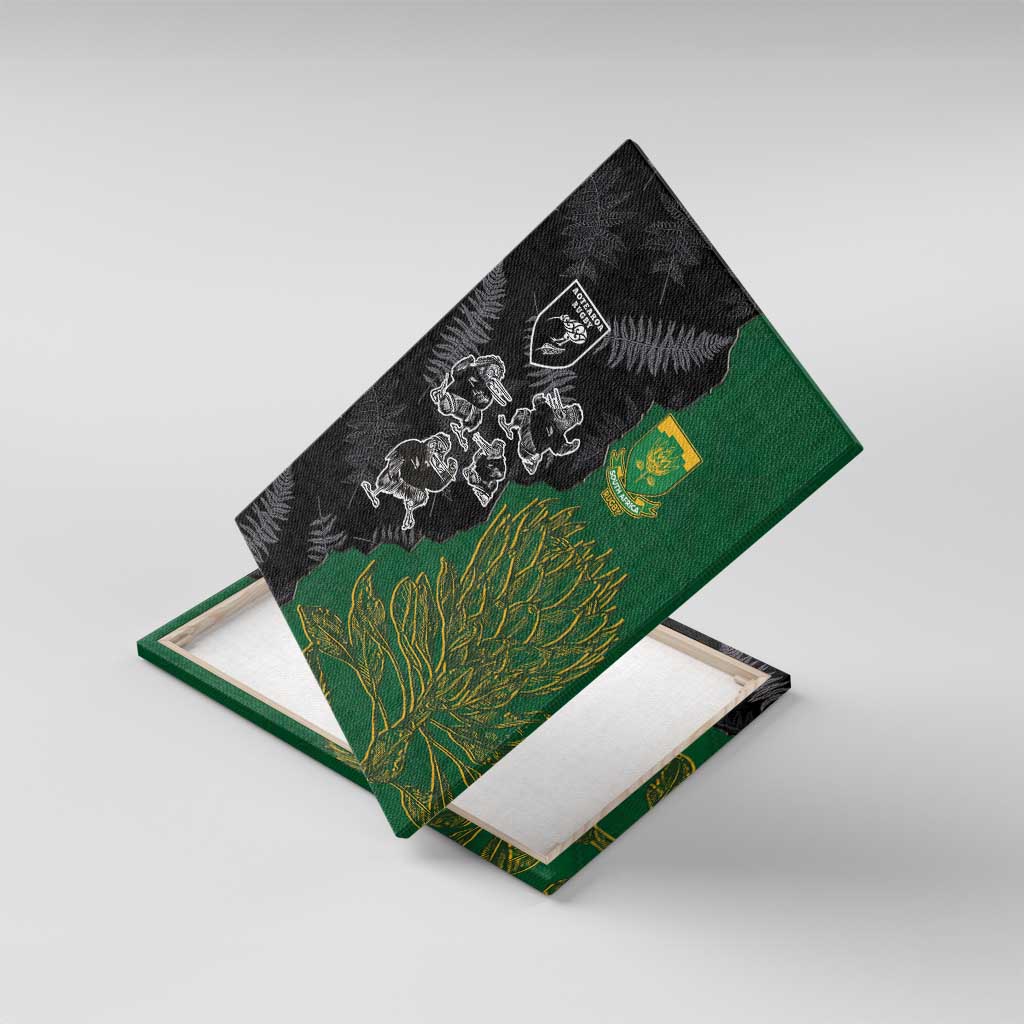 Aotearoa South Africa Rugby Freedom Cup Canvas Wall Art Kiwi Warriors Haka with King Protea Symbol - African Pride