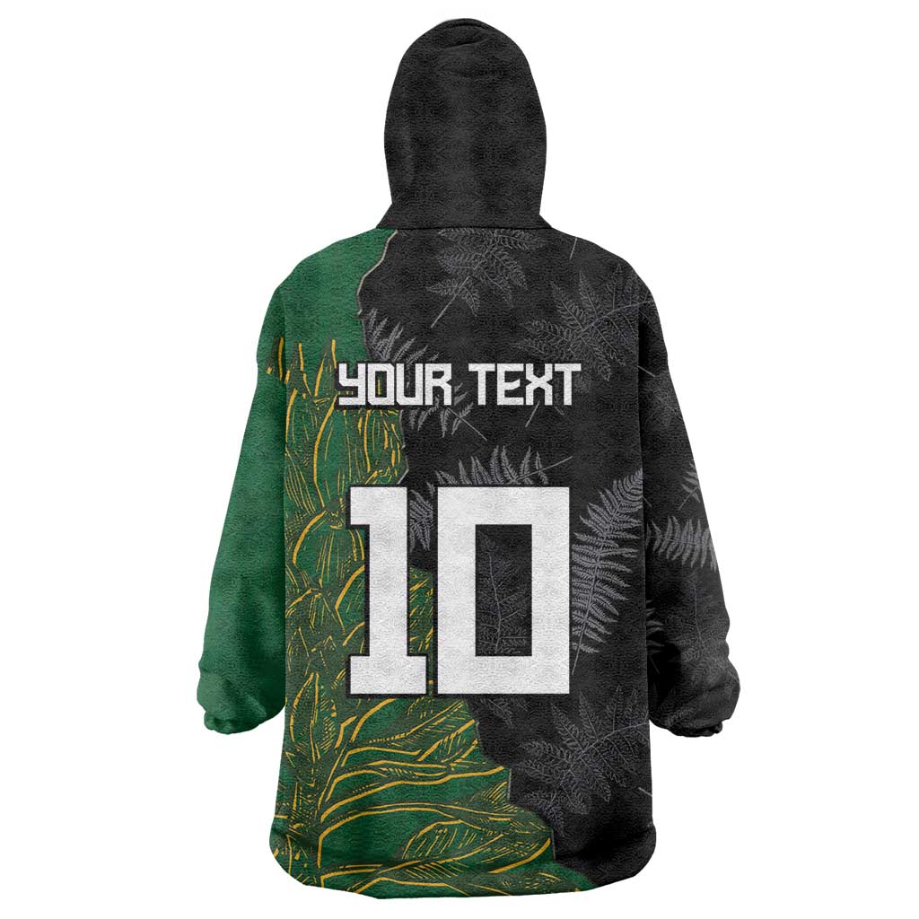 Custom Aotearoa South Africa Rugby Freedom Cup Kid Wearable Blanket Hoodie Kiwi Warriors Haka with King Protea Symbol - African Pride