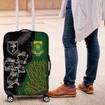 Aotearoa South Africa Rugby Freedom Cup Luggage Cover Kiwi Warriors Haka with King Protea Symbol - African Pride
