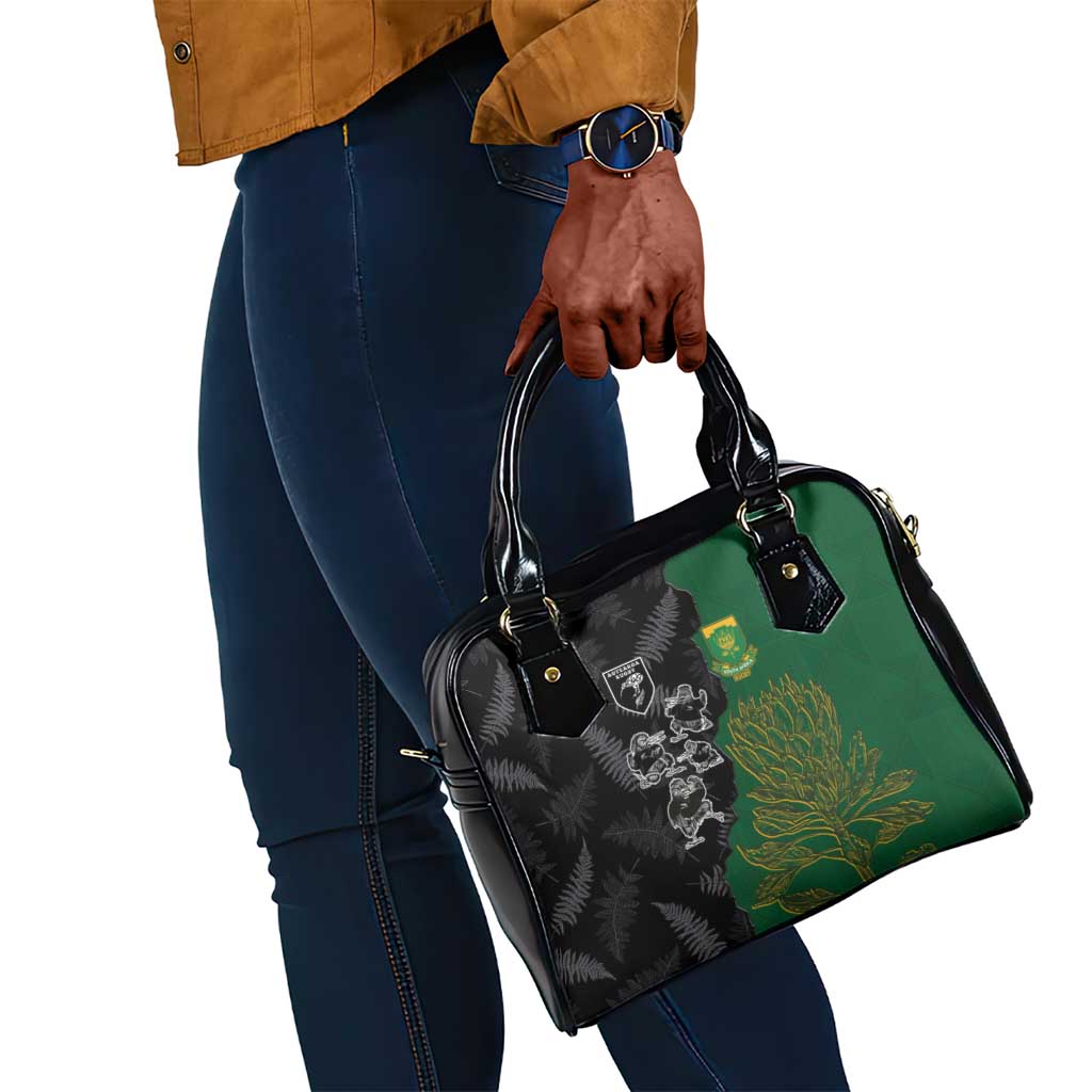 Aotearoa South Africa Rugby Freedom Cup Shoulder Handbag Kiwi Warriors Haka with King Protea Symbol - African Pride