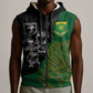 Custom Aotearoa South Africa Rugby Freedom Cup Sleeveless Zip Hoodie Kiwi Warriors Haka with King Protea Symbol - African Pride