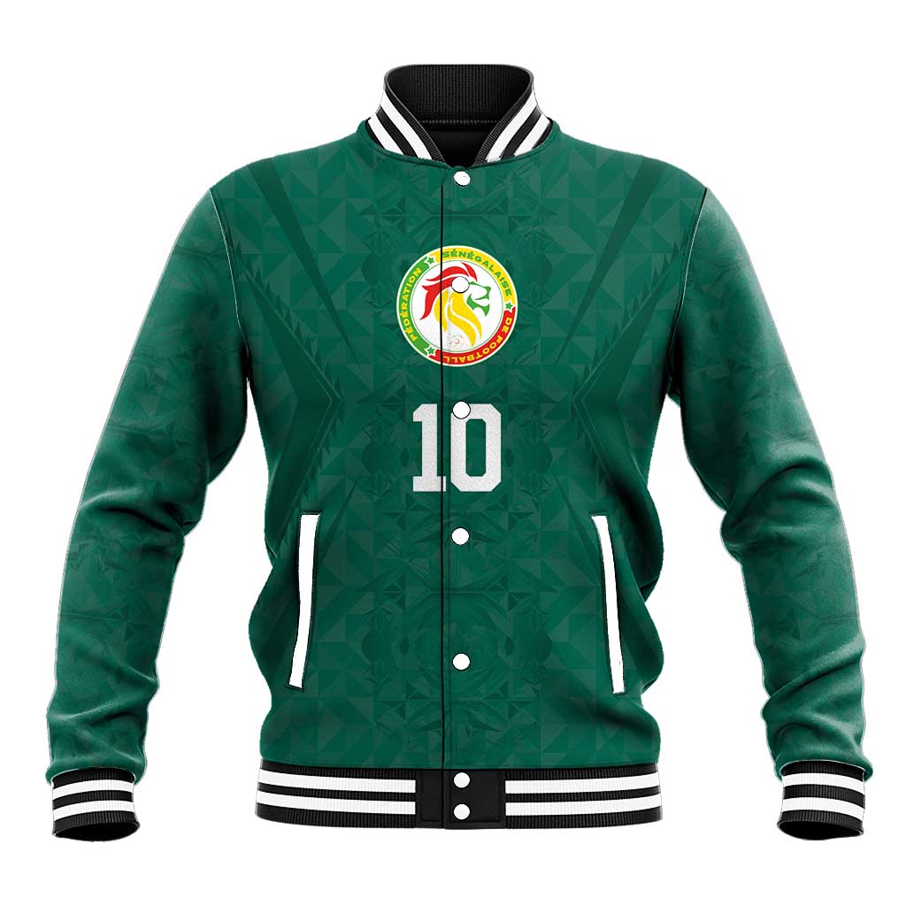 Custom Senegal Football Baseball Jacket Traditional Senegalese Fabric Sporty Style