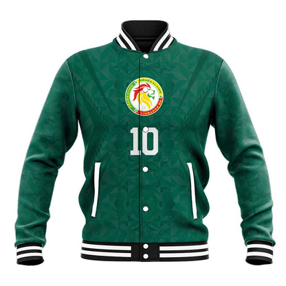 Custom Senegal Football Baseball Jacket Traditional Senegalese Fabric Sporty Style