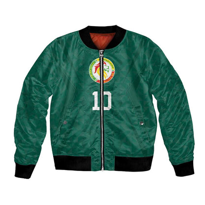 Custom Senegal Football Bomber Jacket Traditional Senegalese Fabric Sporty Style