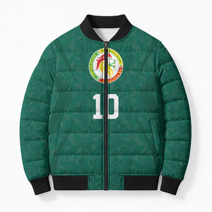 Custom Senegal Football Bomber Puffer Jacket Traditional Senegalese Fabric Sporty Style