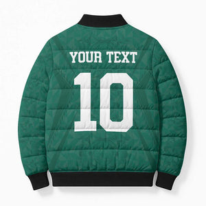 Custom Senegal Football Bomber Puffer Jacket Traditional Senegalese Fabric Sporty Style