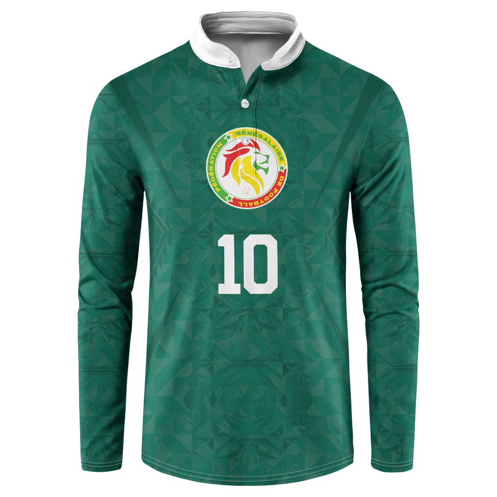Custom Senegal Football Button Sweatshirt Traditional Senegalese Fabric Sporty Style