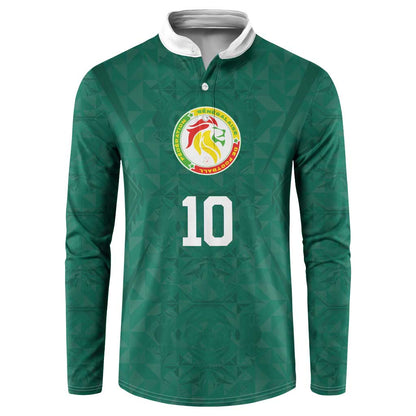 Custom Senegal Football Button Sweatshirt Traditional Senegalese Fabric Sporty Style