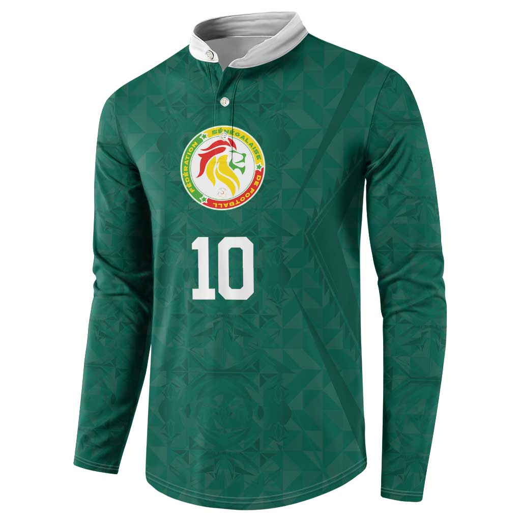 Custom Senegal Football Button Sweatshirt Traditional Senegalese Fabric Sporty Style