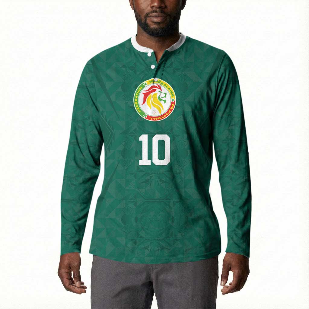 Custom Senegal Football Button Sweatshirt Traditional Senegalese Fabric Sporty Style