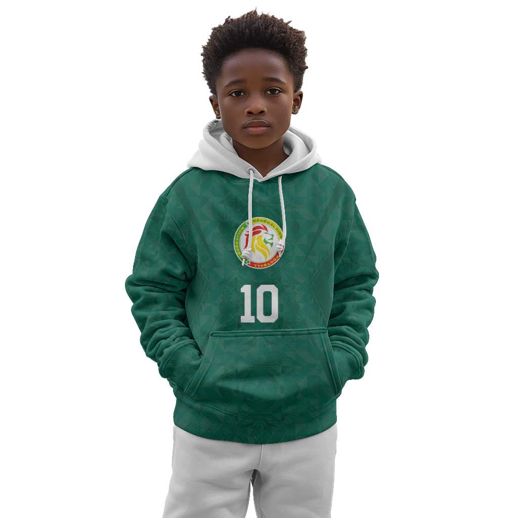 Custom Senegal Football Kid Hoodie Traditional Senegalese Fabric Sporty Style