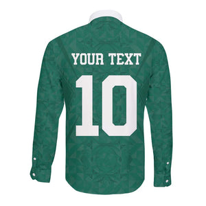 Custom Senegal Football Long Sleeve Button Shirt Traditional Senegalese Fabric Sporty Style
