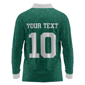Custom Senegal Football Long Sleeve Polo Shirt Traditional Senegalese Fabric Sporty Style