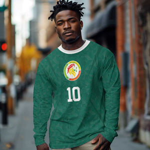 Custom Senegal Football Long Sleeve Shirt Traditional Senegalese Fabric Sporty Style