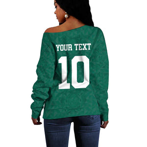 Custom Senegal Football Off Shoulder Sweater Traditional Senegalese Fabric Sporty Style