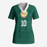 Custom Senegal Football Scrub Top Traditional Senegalese Fabric Sporty Style