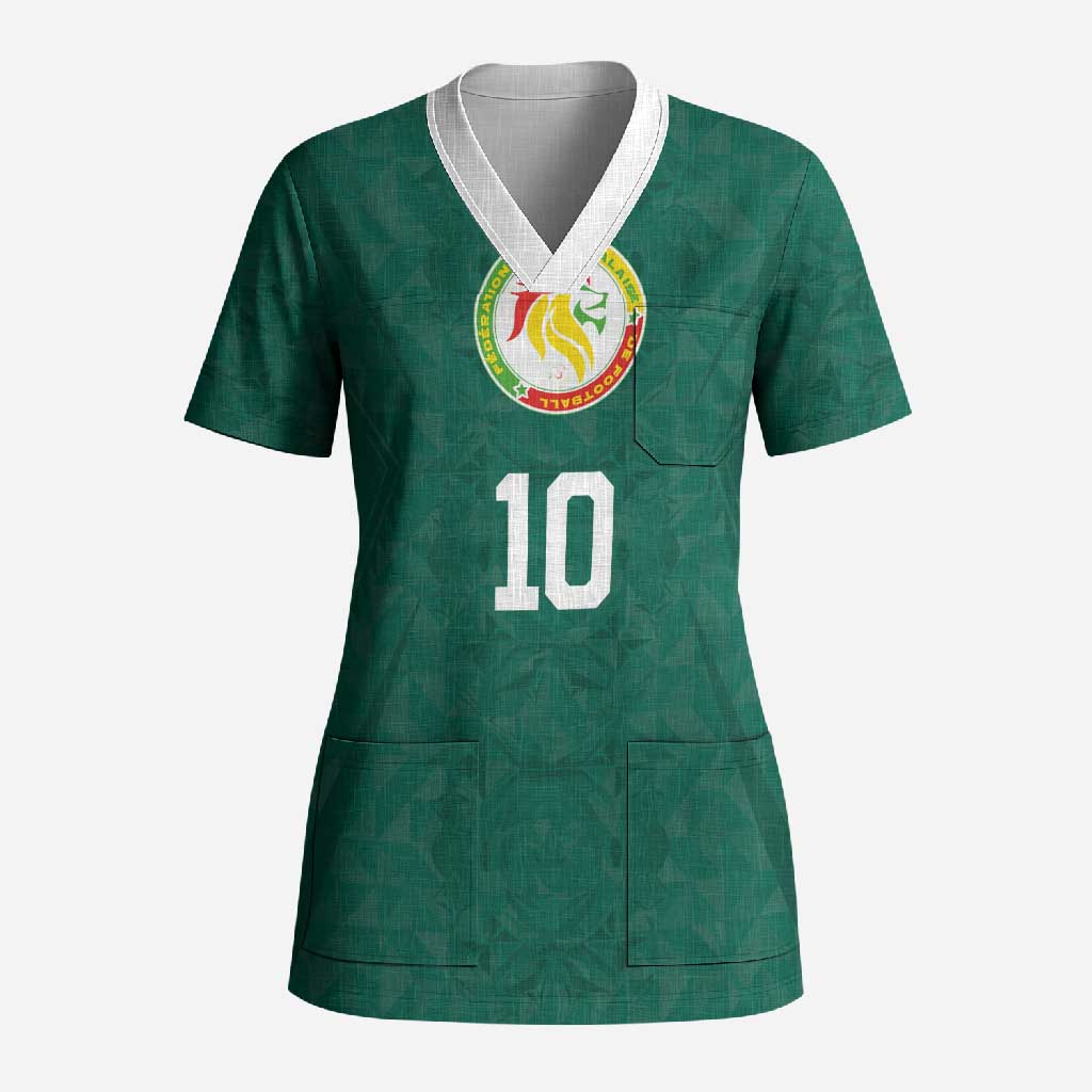 Custom Senegal Football Scrub Top Traditional Senegalese Fabric Sporty Style