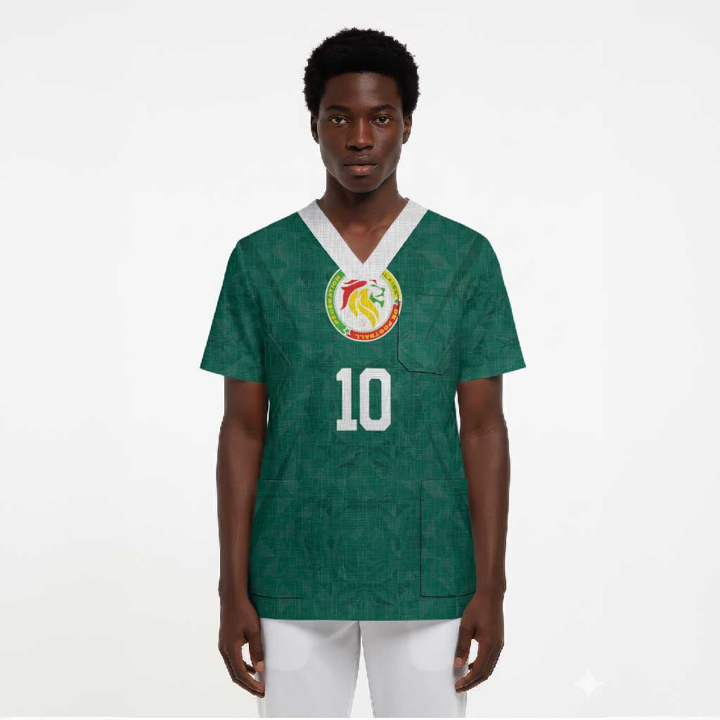 Custom Senegal Football Scrub Top Traditional Senegalese Fabric Sporty Style