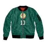 Custom Senegal Football Sleeve Zip Bomber Jacket Traditional Senegalese Fabric Sporty Style