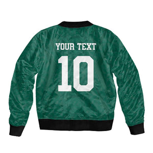Custom Senegal Football Sleeve Zip Bomber Jacket Traditional Senegalese Fabric Sporty Style