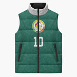 Custom Senegal Football Sleeveless Puffer Jacket Traditional Senegalese Fabric Sporty Style