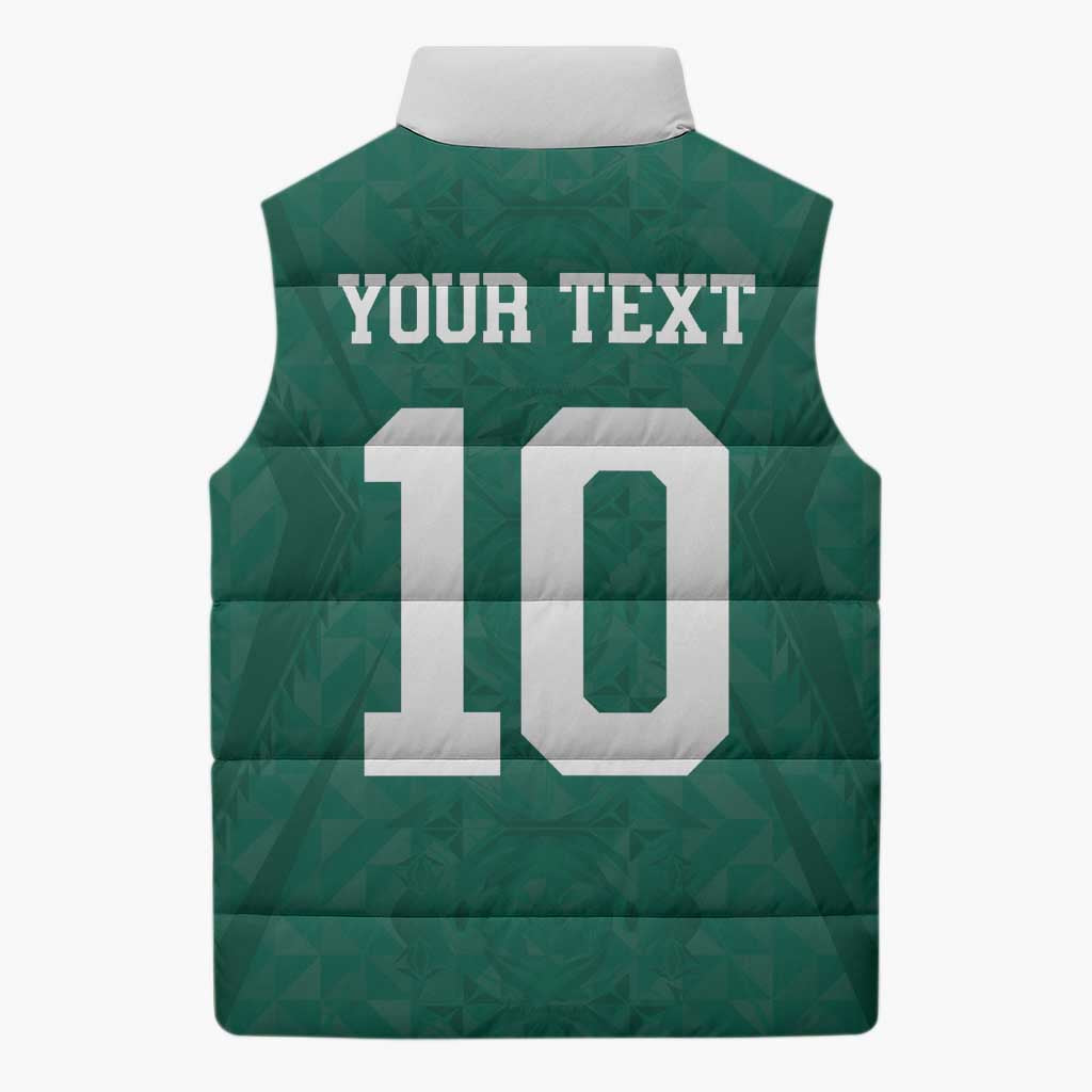 Custom Senegal Football Sleeveless Puffer Jacket Traditional Senegalese Fabric Sporty Style