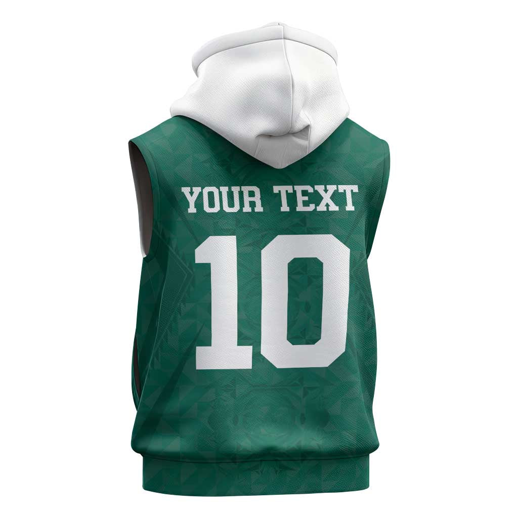 Custom Senegal Football Sleeveless Zip Hoodie Traditional Senegalese Fabric Sporty Style