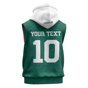 Custom Senegal Football Sleeveless Zip Hoodie Traditional Senegalese Fabric Sporty Style