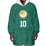 Custom Senegal Football Wearable Blanket Hoodie Traditional Senegalese Fabric Sporty Style