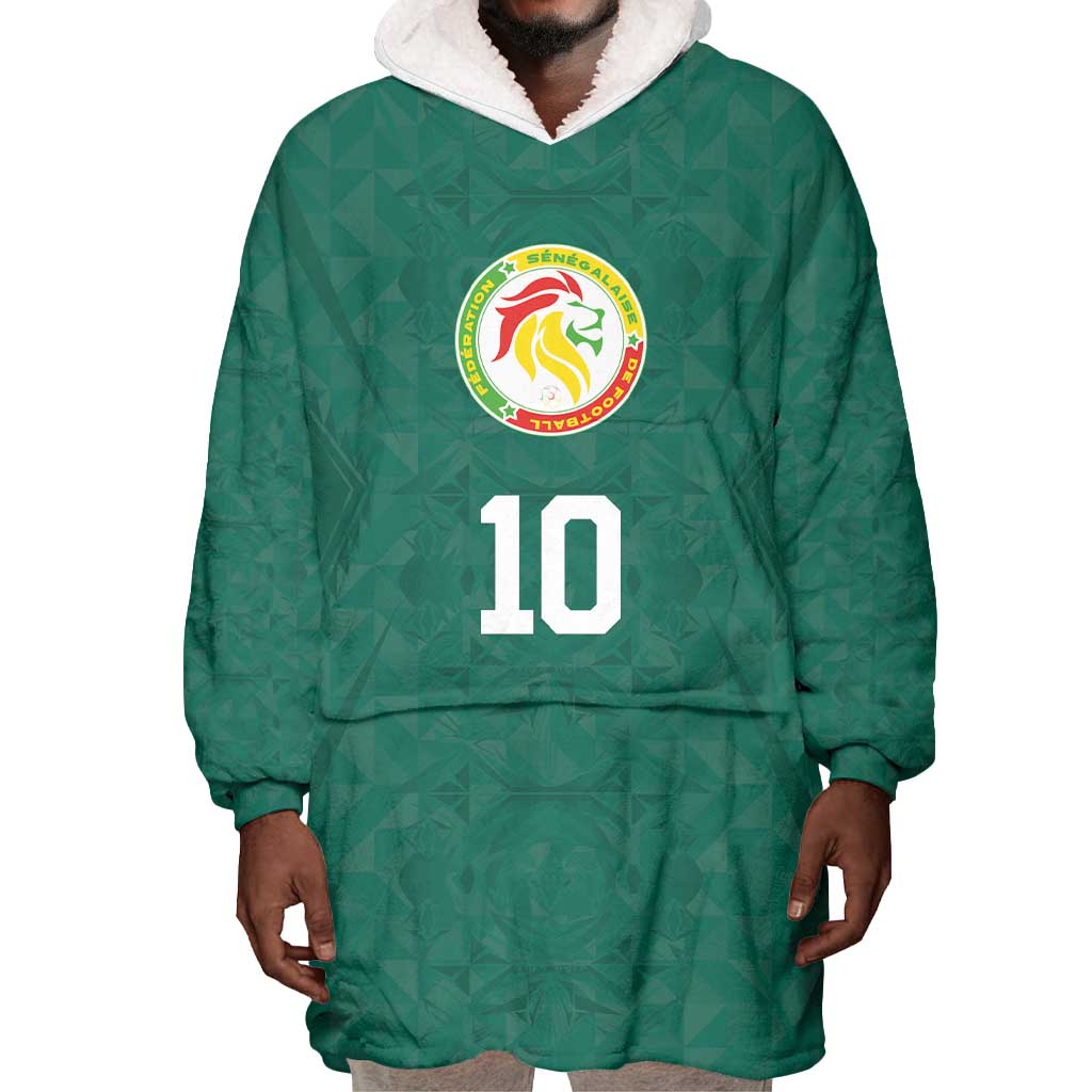 Custom Senegal Football Wearable Blanket Hoodie Traditional Senegalese Fabric Sporty Style