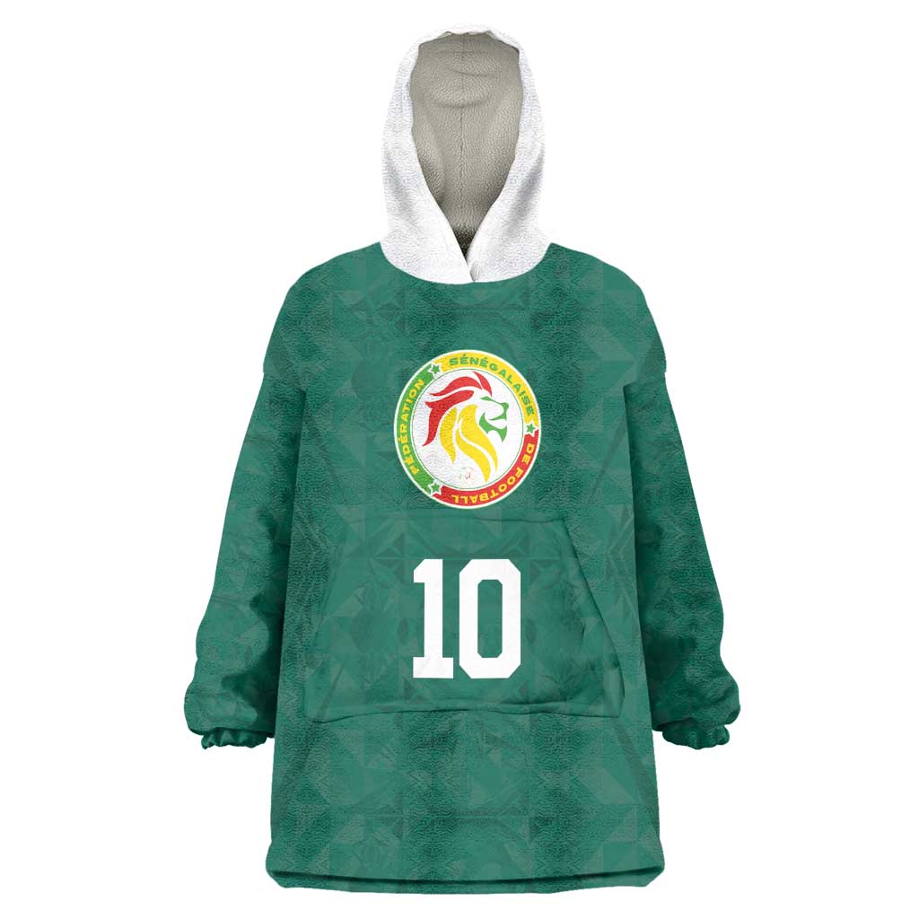 Custom Senegal Football Wearable Blanket Hoodie Traditional Senegalese Fabric Sporty Style