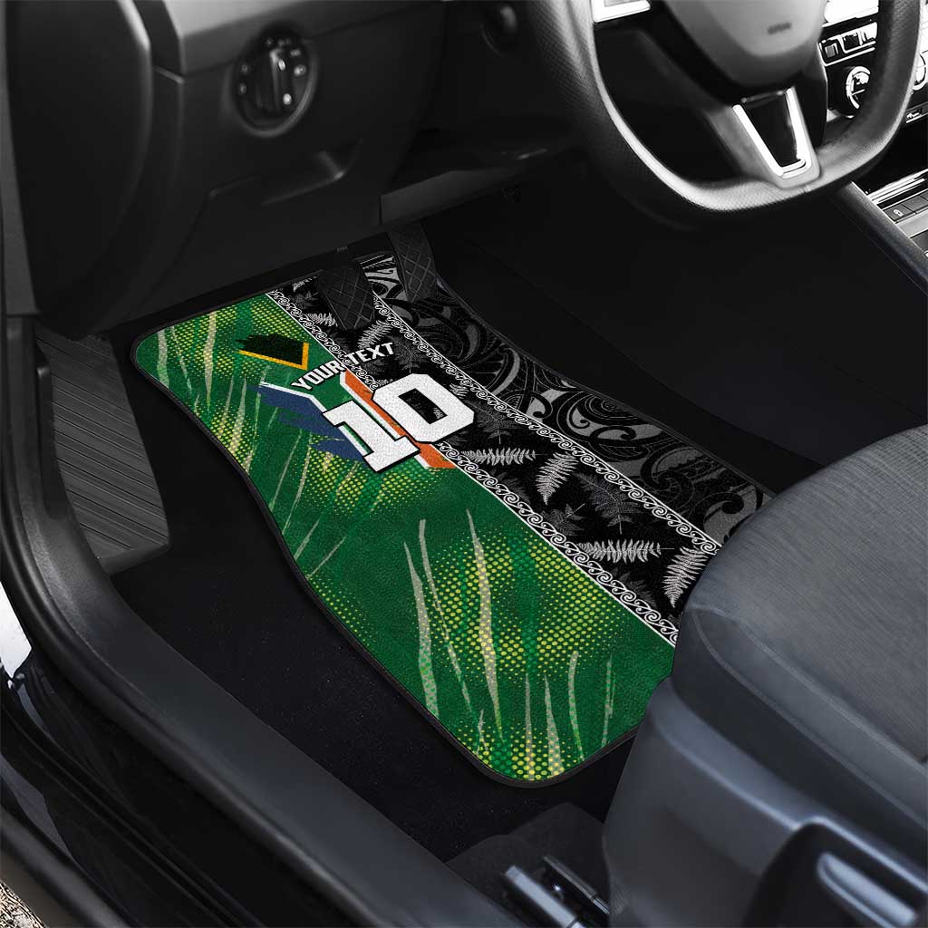 Custom Aotearoa South Africa Rugby Freedom Cup Car Mats Maori Silver Fern Art and Sporty Flag SA - African Pride